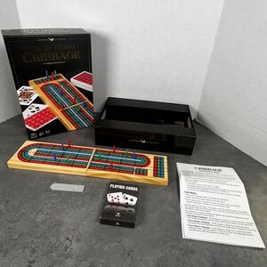 Cardinal Classics Solid Wood Cribbage Folding Gameboard Set with Cards and Pegs